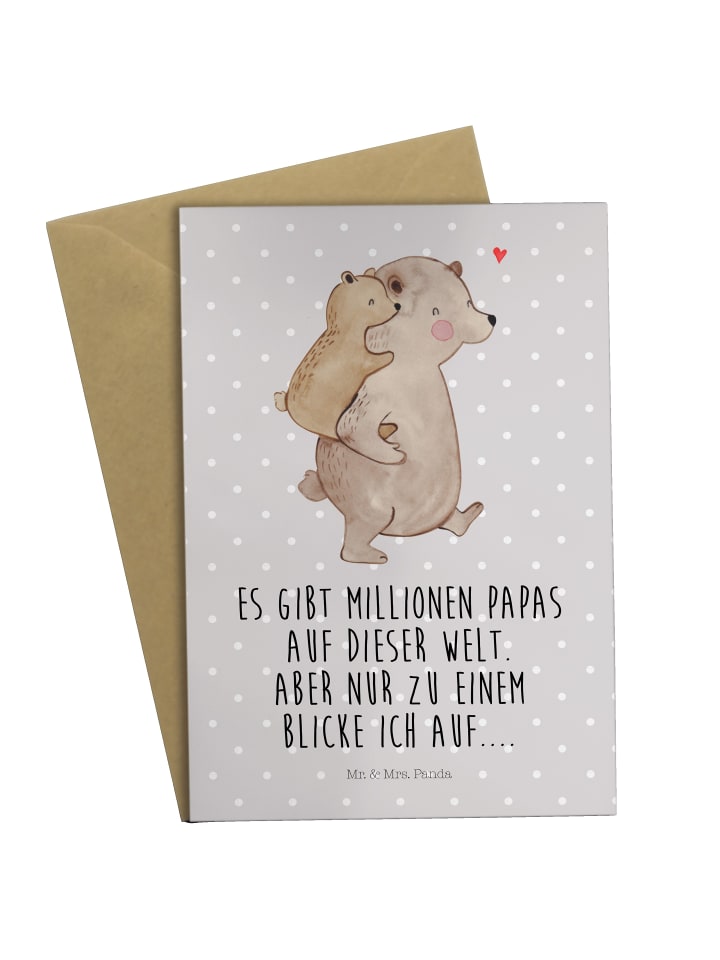 Glückwunschkarte Papa Bär mit Spruch in Grau Pastell