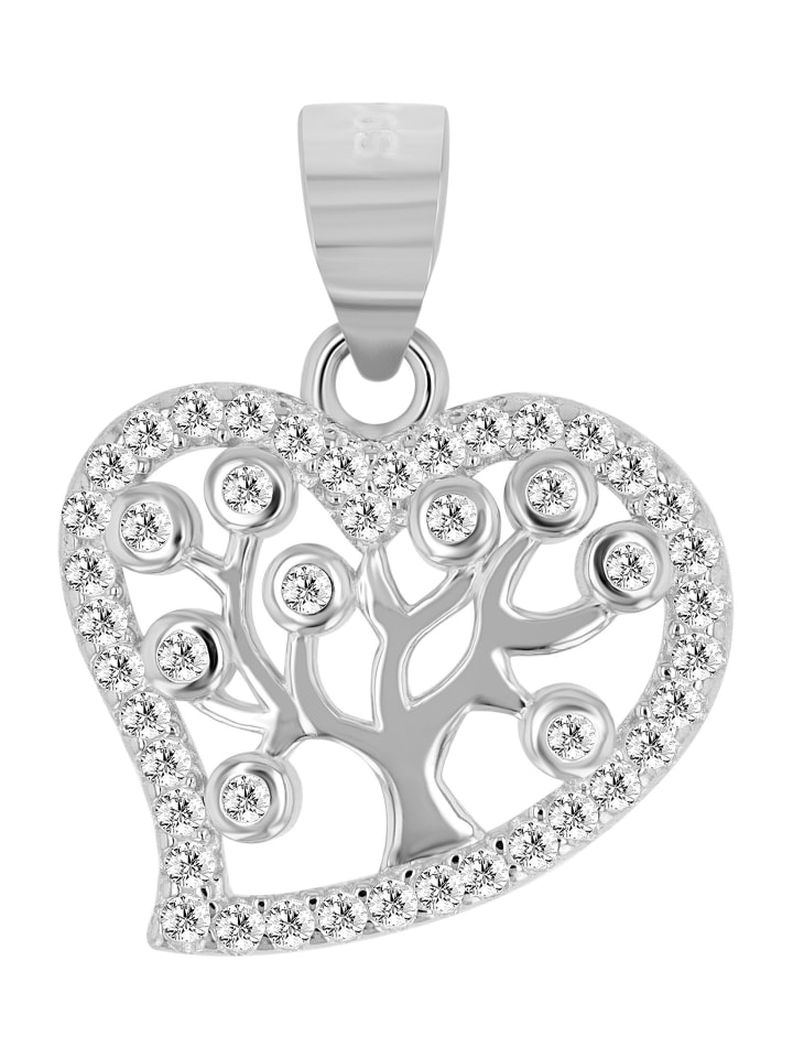 Damen Anhänger – Herzanhänger aus 925 Silber mit Zirkonia in silber