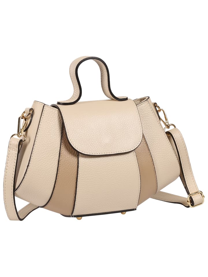 Toscanto Schultertasche Leder beige, taupe ca. 28cm