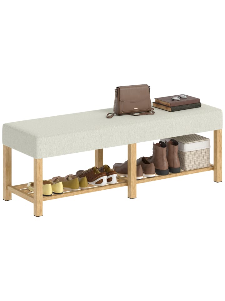 Schuhbank in Cremeweiß 140L x 44B x 48H cm