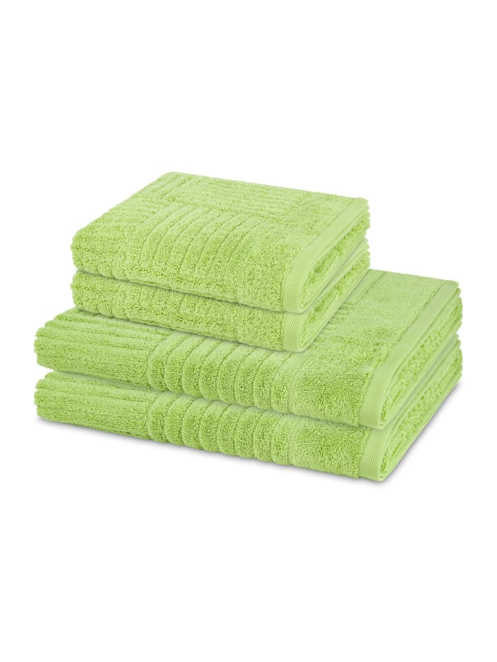 2 X Handtuch 2 X Duschtuch im Set Carre in Kiwi