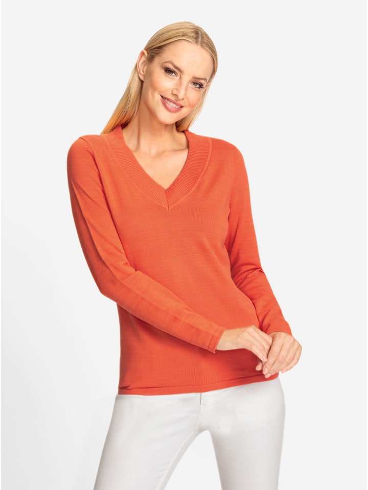 V-Pullover in orange