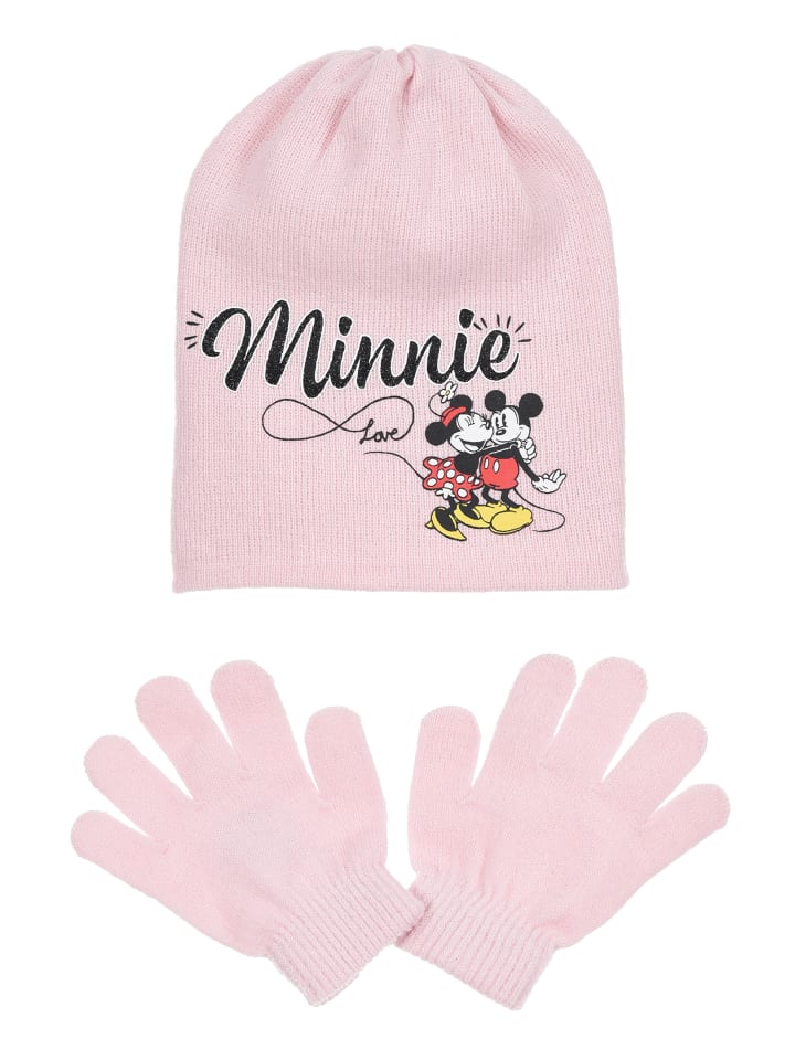 2tlg. Set: Wintermütze und Handschuhe in Rosa