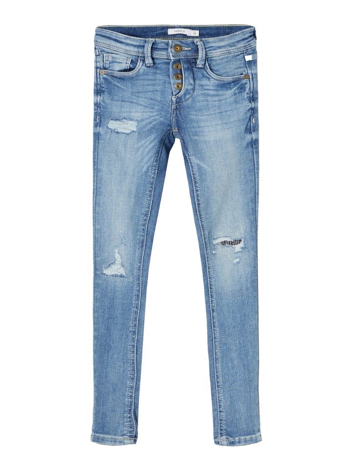 Jungen Skinny-Jeans mit Rissen in Blau