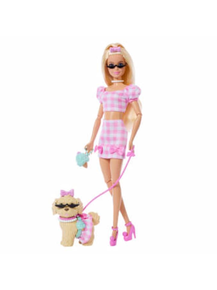 Spielzeug - Barbie im Zwillingslook mit Schleife und Haustier
