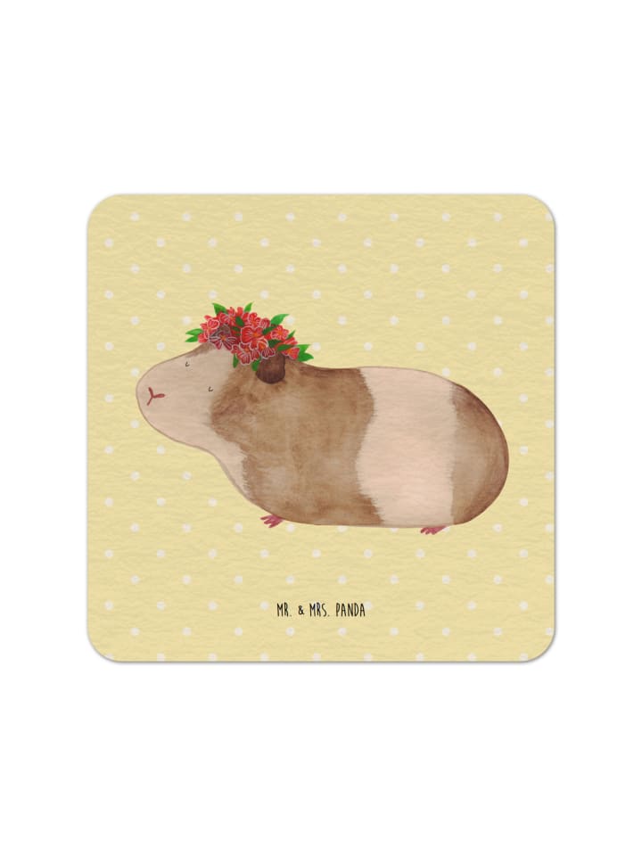 Untersetzer Meerschweinchen Weisheit ohne Spruch in Gelb Pastell
