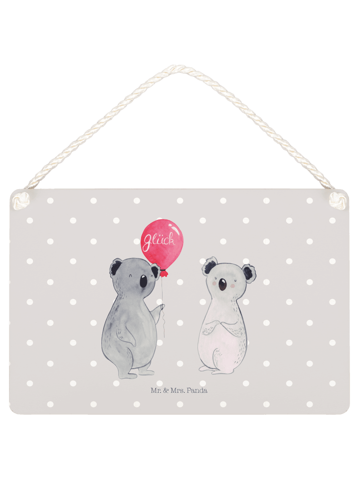 Holztafel Koala Luftballon ohne Spruch in Grau Pastell