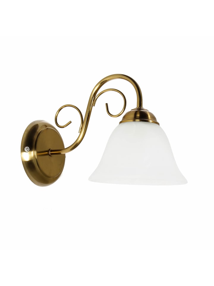 Wandlampe (B)15.5 x (H)18 cm in Messing Weiß