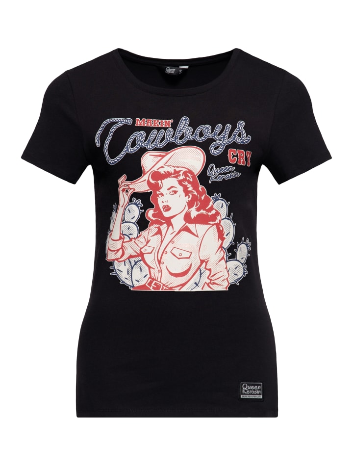 Queen Kerosin T-Shirt Makin' Cowboys Cry in schwarz