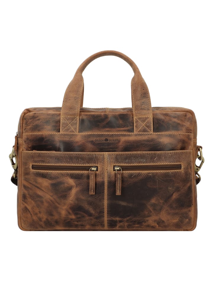 Vintage Aktentasche Leder 38 cm Laptopfach brown