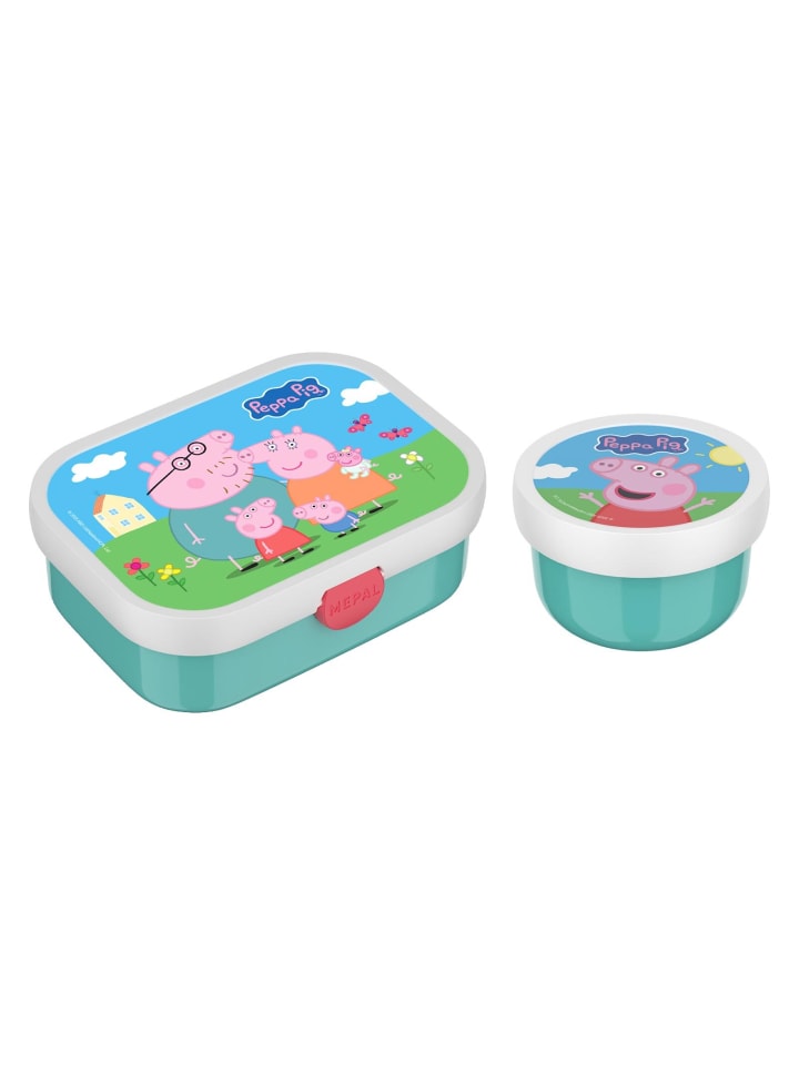 2er Set Obst- und Bentobox Campus (2025) in Peppa Pig 300 & 750 ml