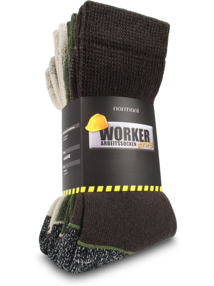 6 Paar Arbeitssocken WORKER strong in Braun/Beige/Oliv
