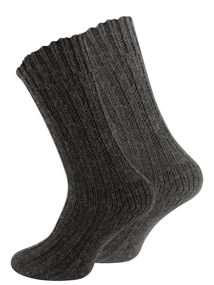 4 Paar Stricksocken mit Alpakawolle Unisex Alpakasocken in Grau