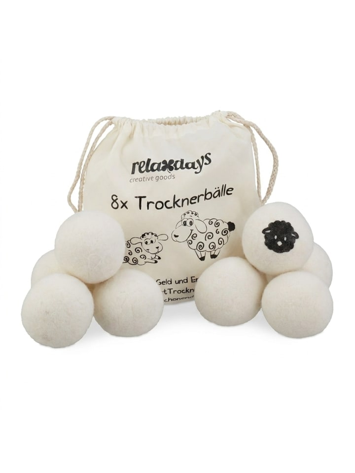 8 x Trocknerbälle in Weiß - Ø 7 cm