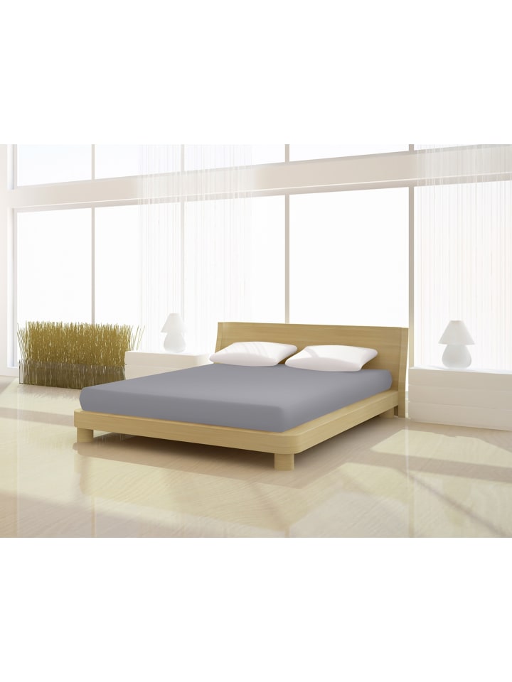 Spannbetttuch Fein Jersey de luxe 140 - 160 x 200 cm in asche