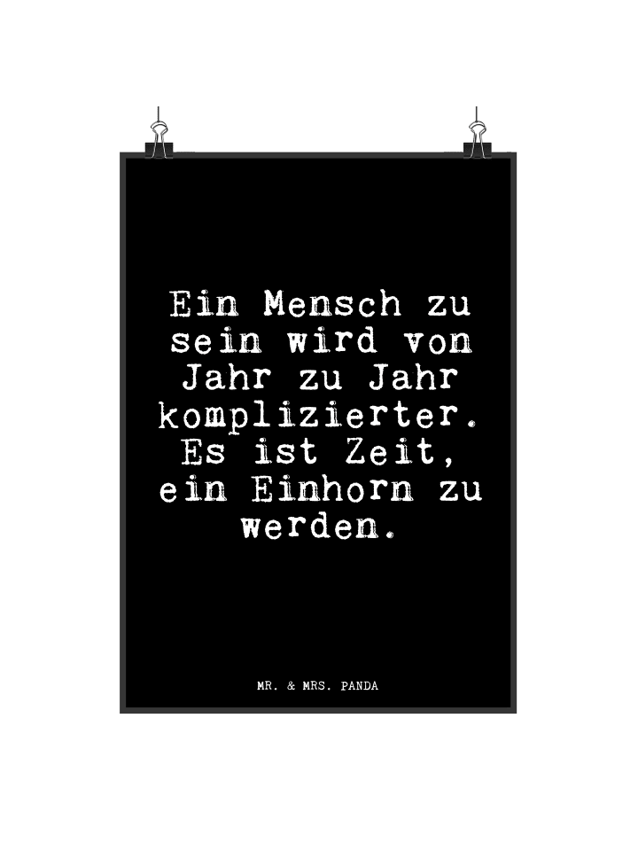 Kunstdruck Ein Mensch zu sein... mit Spruch in Schwarz