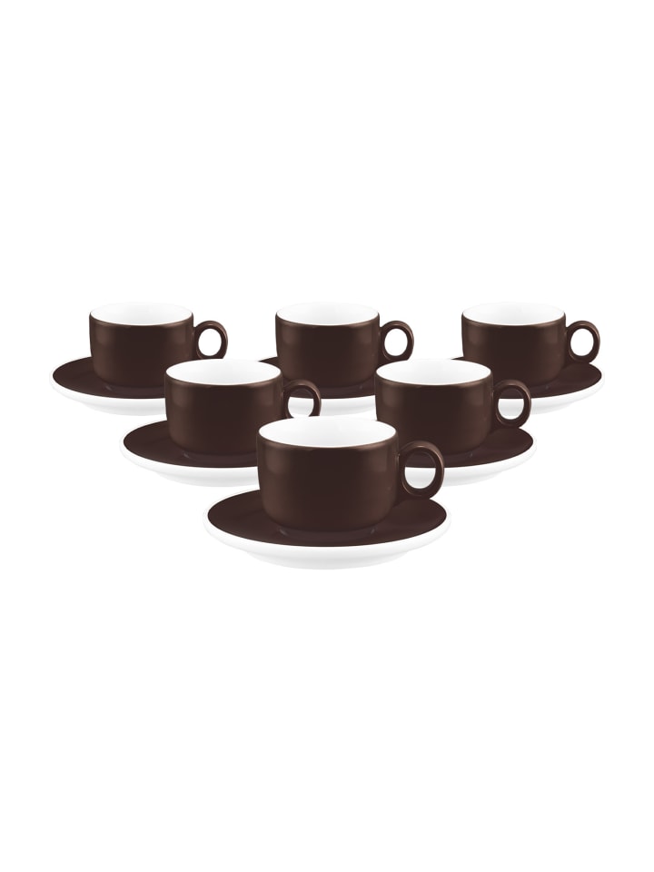 12-tlg. Espresso-Set Sento Home Pure Colors in Chocolate Brown 80 ml