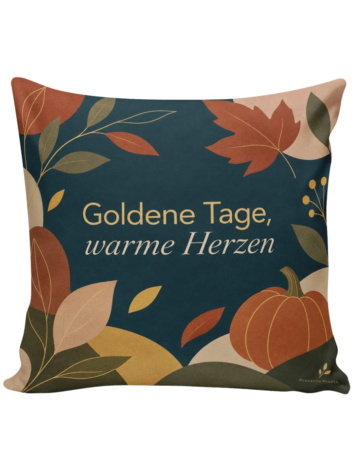 Kissen Herbstmotiv modern Design mit Spruch in Weiß