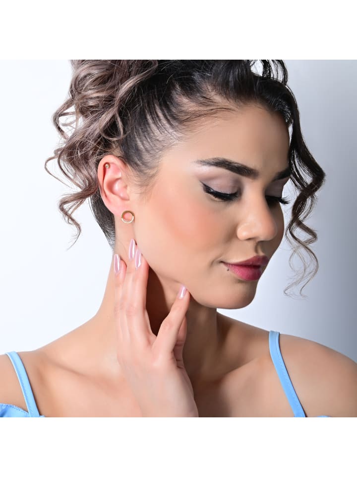 Damen Ohrringe – Ohrstecker aus Edelstahl mit Strass Steinchen in gold