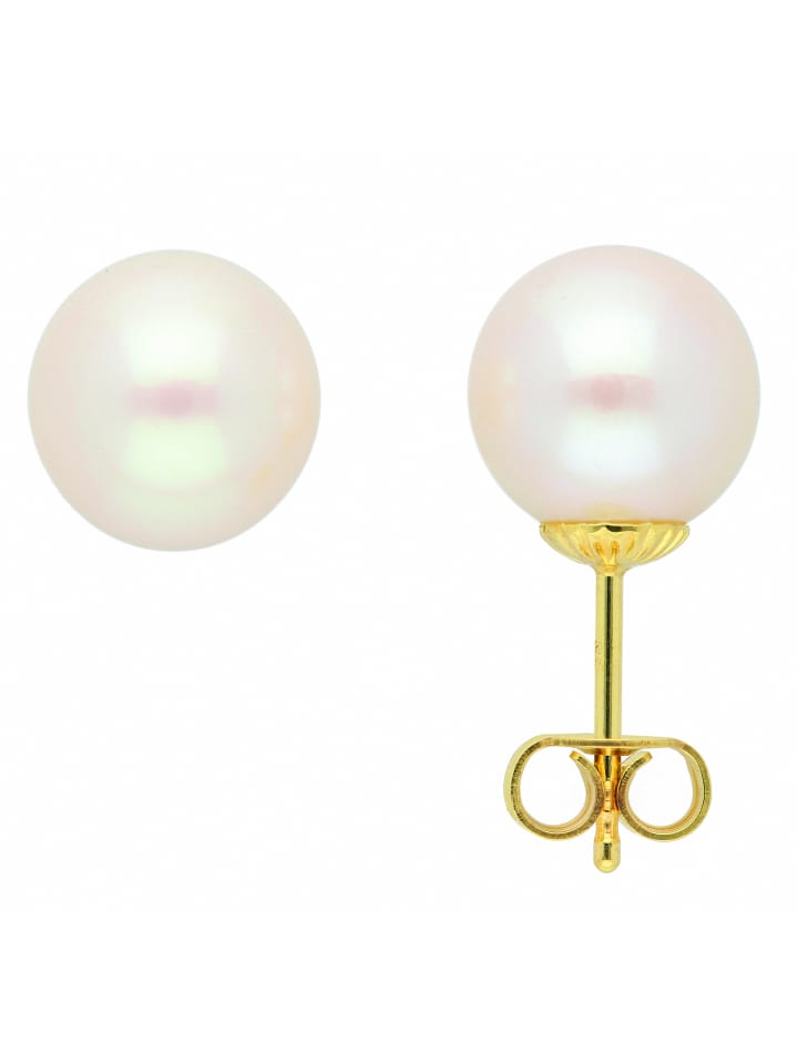 Damen 333 Gold Ohrringe / Ohrstecker mit Süßwasser Zuchtperle in gold
