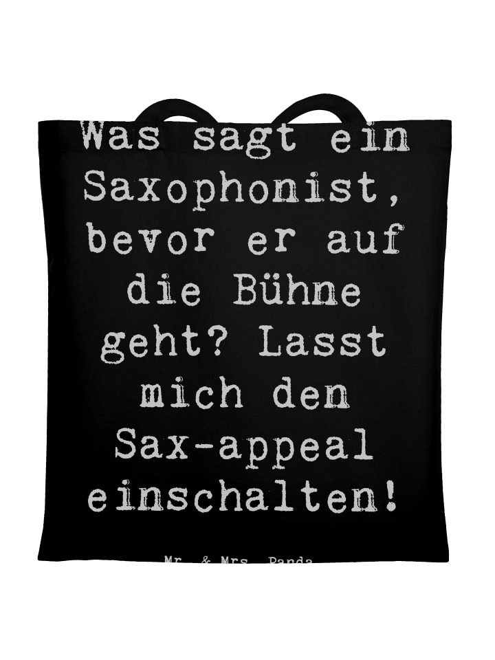 Tragetasche Magischer Saxophon-Charme mit Spruch in Schwarz