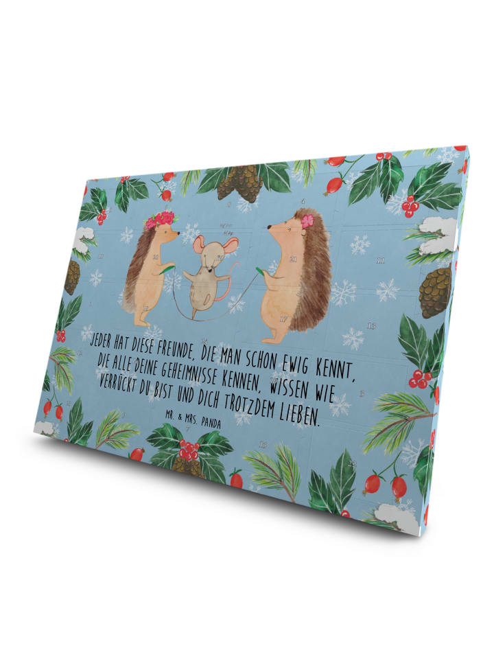 Adventskalender Igel Seilhüpfen mit Spruch in Eisblau