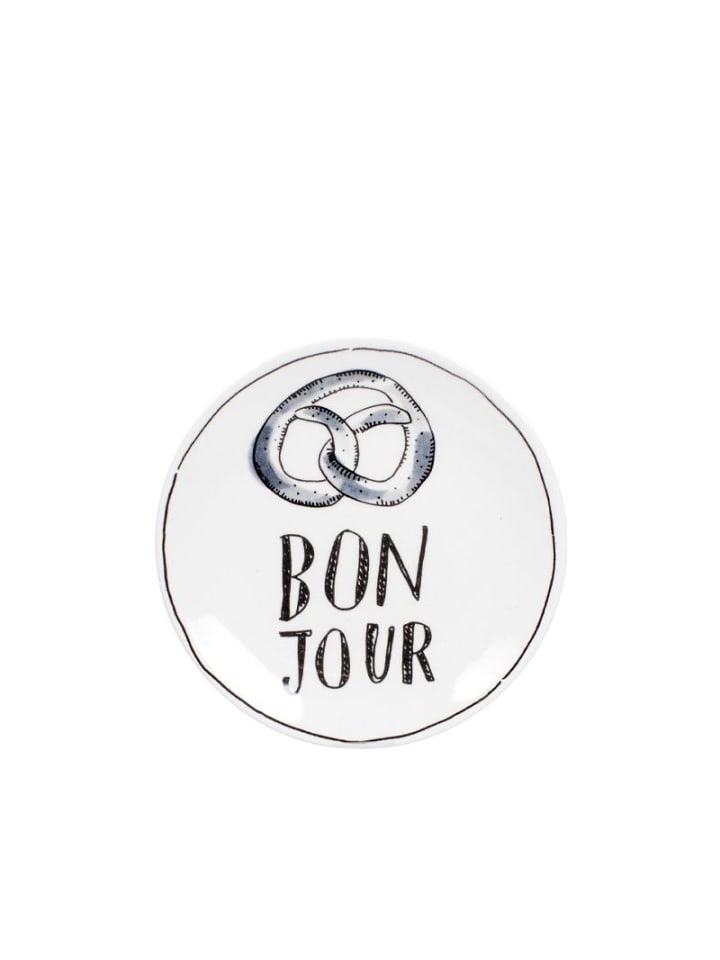 Petit-Four-Teller Bonjour in Schwarz - 12cm