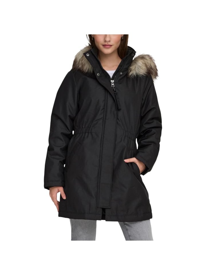 Schwarz Recyceltes Polyester Parka