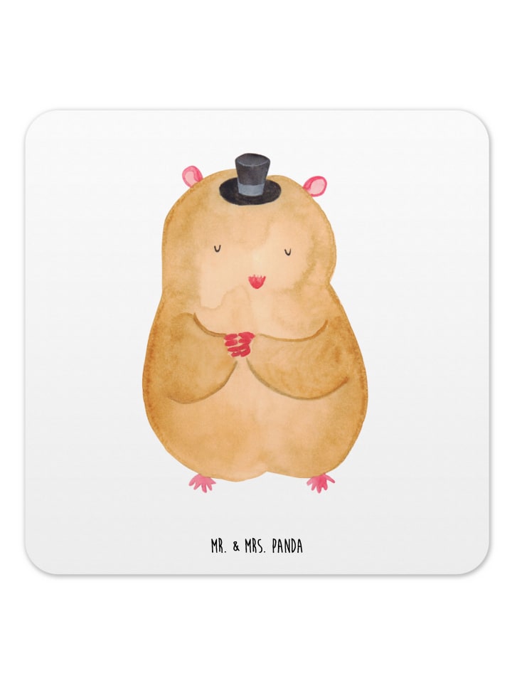 Bierdeckel Hamster Hut ohne Spruch in Weiß