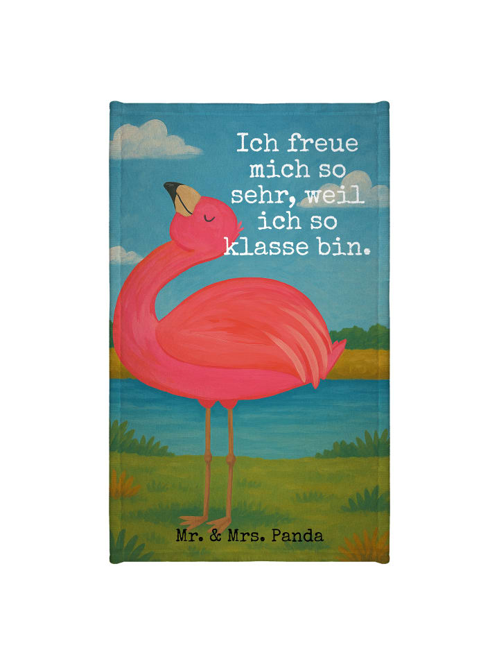 Handtuch Flamingo Stolz Design mit Spruch in Weiß