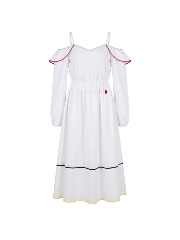 Weiß Baumwolle Damen Kleid