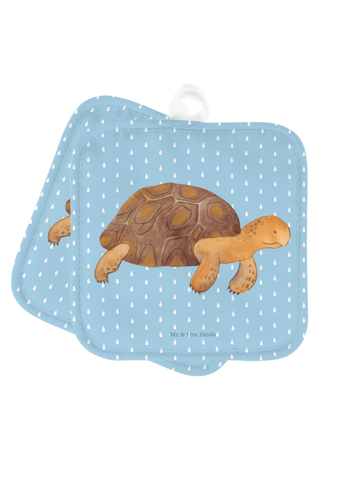 2er Set Topflappen  Schildkröte MHerzieren ohn... in Blau Pastell