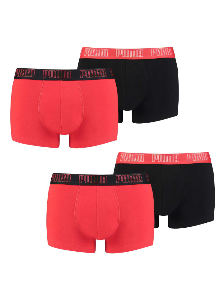 Boxershorts PUMA BASIC TRUNK 4P in 002 - Red / Black