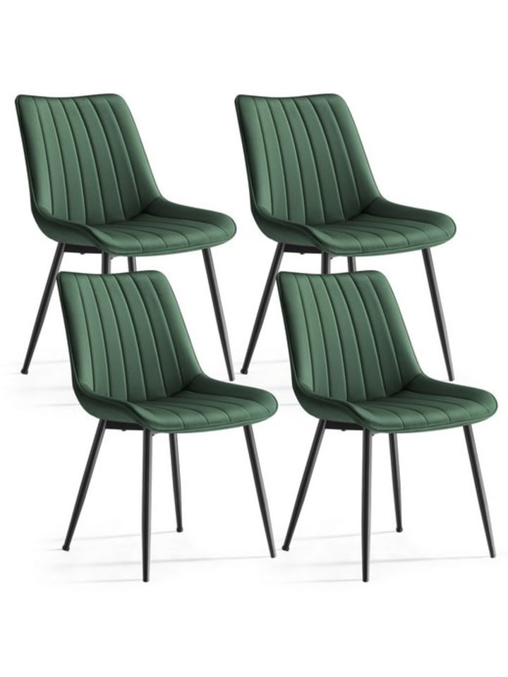 4er-Set: Esszimmerstuhl in Grün – (B)48 x (H)80 x (T)57 cm