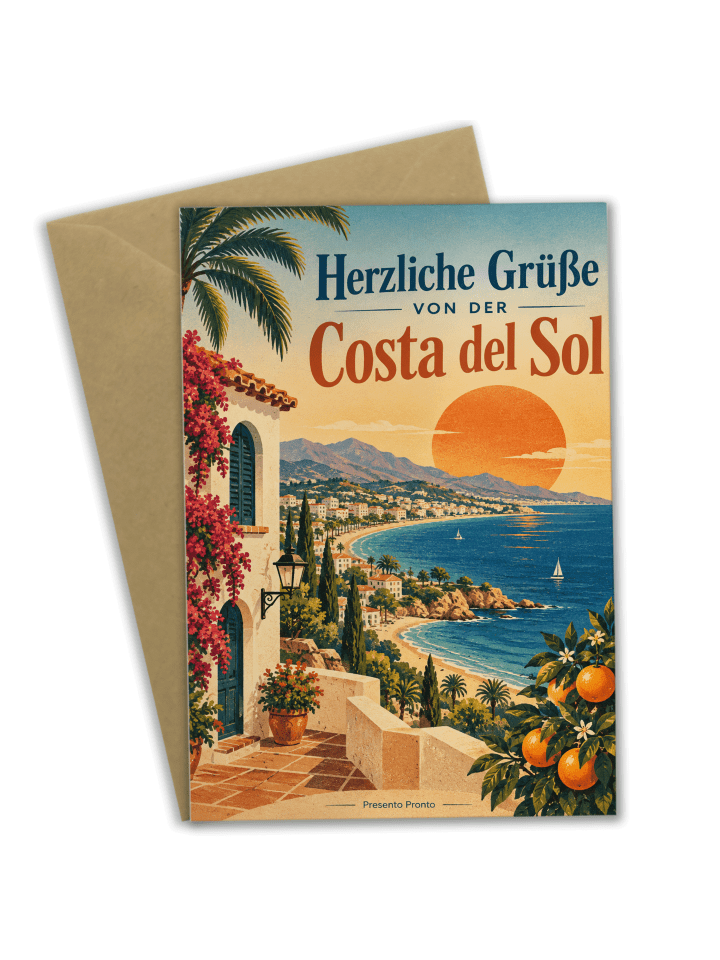 Klappkarte Küste nostalgisch Design mit Spruch in Weiß