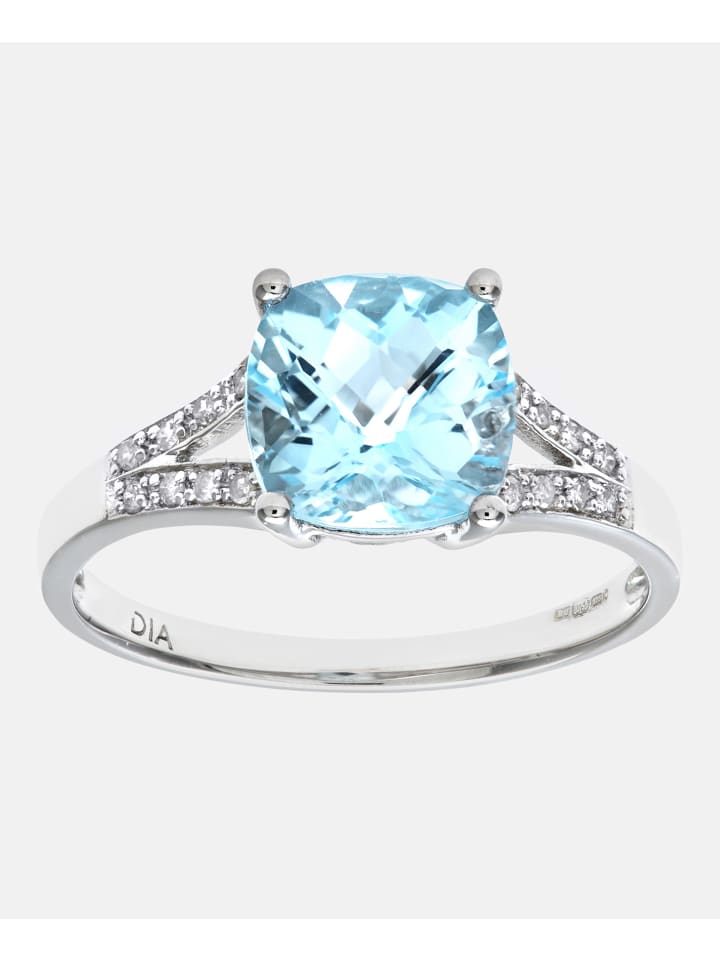 Ring aus 375 Weißgold mit Diamant mit Topas