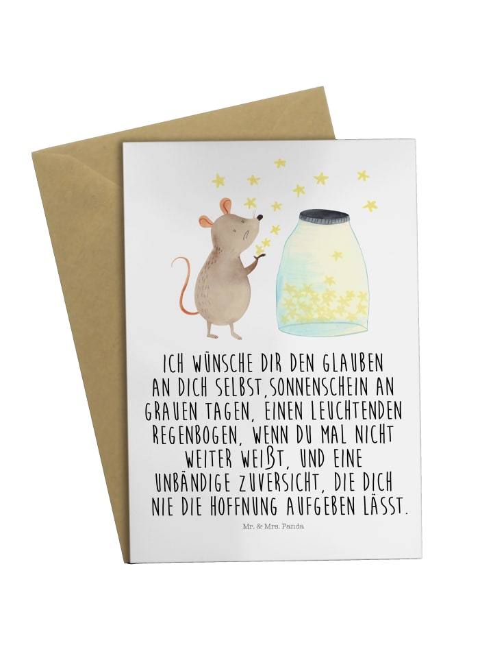 Grußkarte Maus Sterne mit Spruch in Weiß