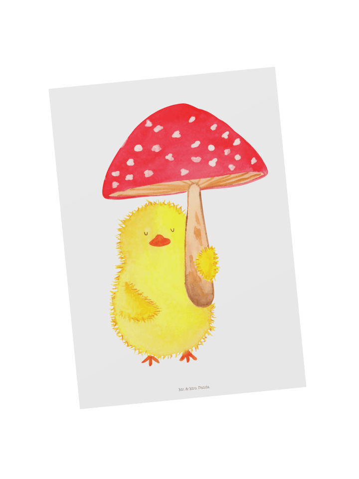 Postkarte Küken Fliegenpilz ohne Spruch in Weiß