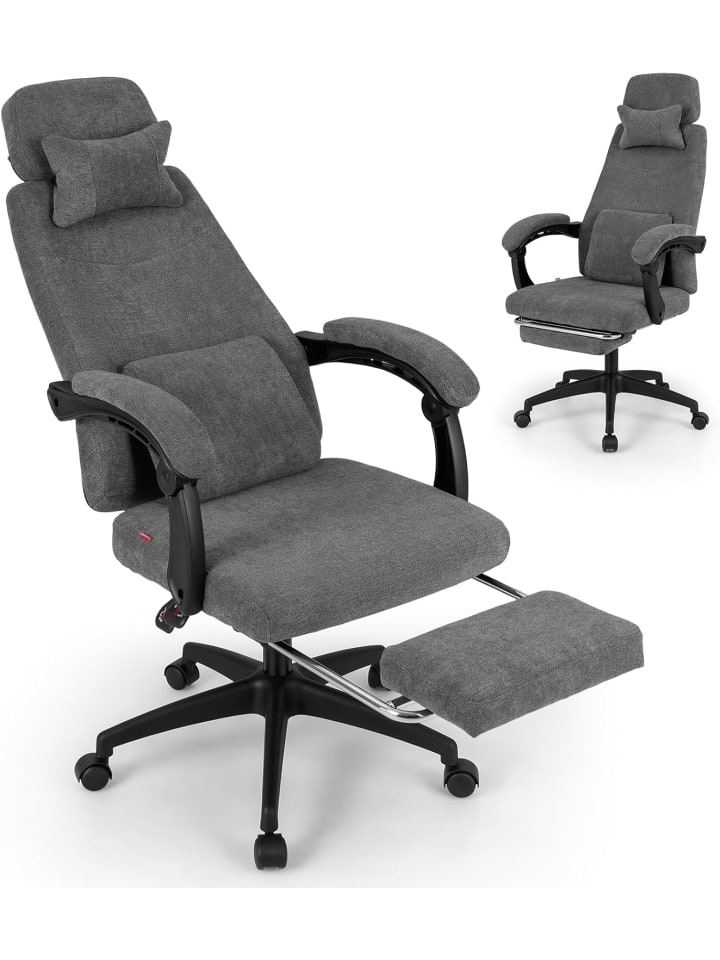 Bürostuhl mit Fußstütze Ergonomisch in Grau