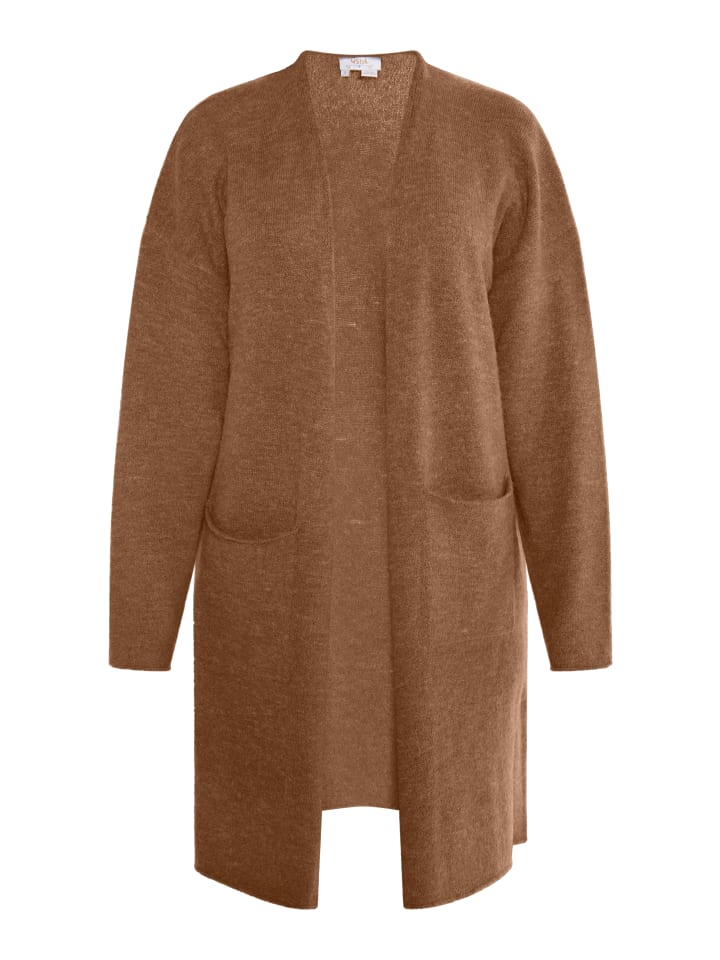 Damen Long Cardigan in Kamel