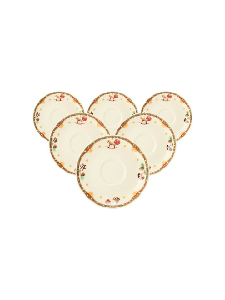 6er Set Kombi-Untertassen Marieluise Weihnachtsnostalgie in Creme ø 15 cm