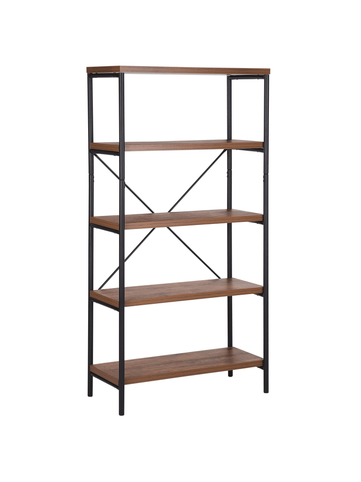 Bücherregal BRISBANE in Braun/Schwarz - (W) 80 x (H) 160 x (L) 36 cm
