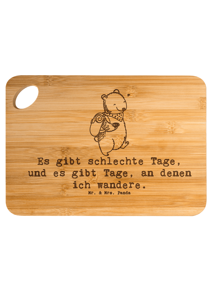 Schneidebrett Bär Wandern mit Spruch in Braun