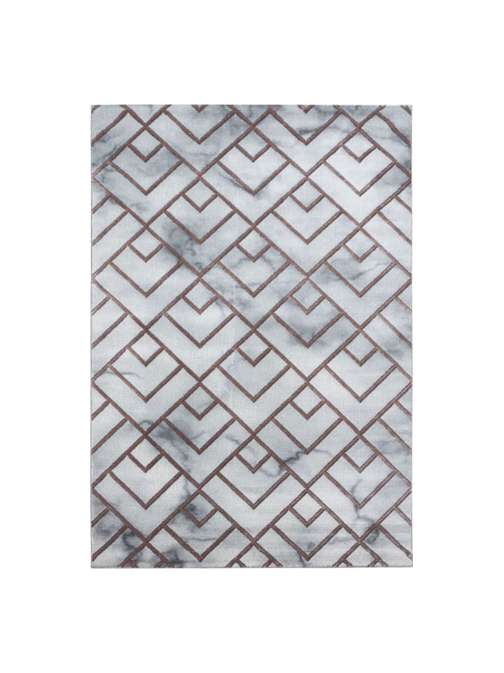Kurzflor Teppich Nauro in Bronze