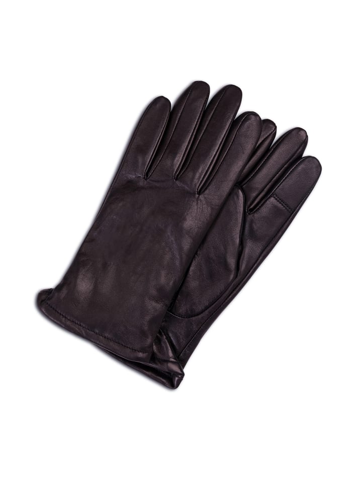 Lederhandschuhe mit Kaschmirfutter und Touchscreen tauglich in Schwarz