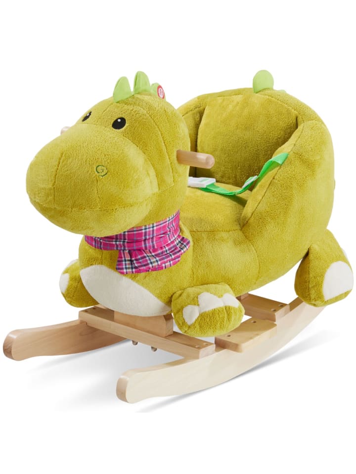 Schaukeltier Dinosaurier, weicher Plüschbezug, mit Sicherheitsgurt