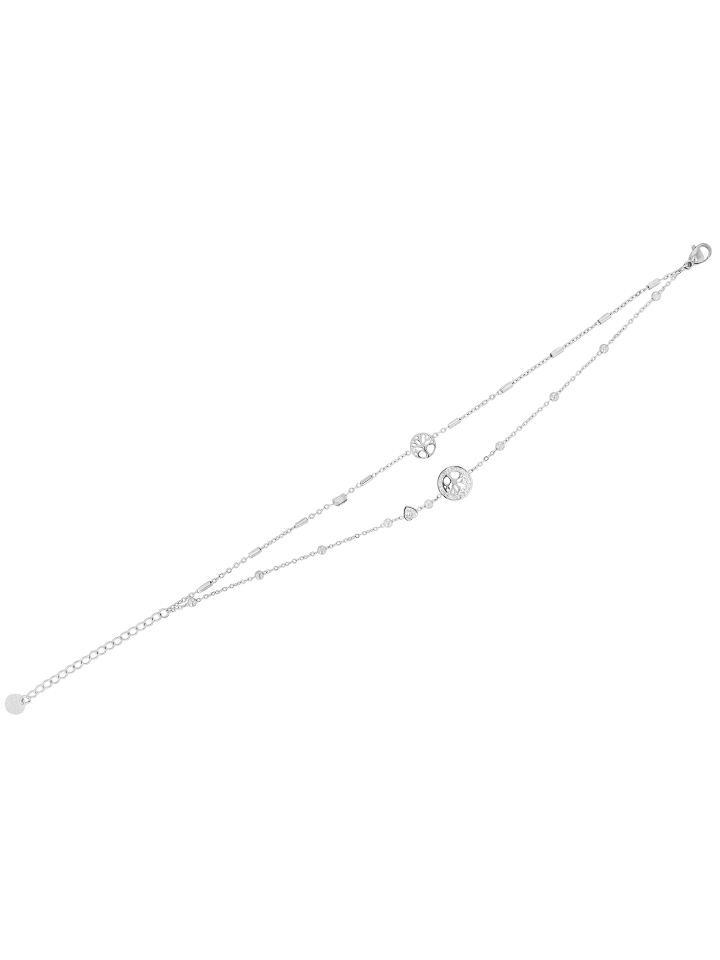 Damen Armband – Lebensbaum aus Edelstahl mit Strass Steinchen 21 cm in silber