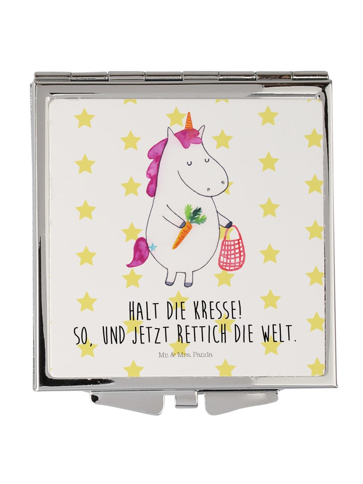 Taschenspiegel Einhorn Gemüse mit Spruch in Weiß