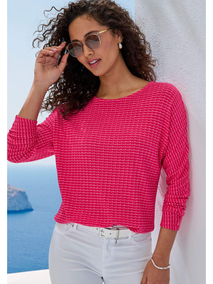 Langarmshirt in navy, koralle
