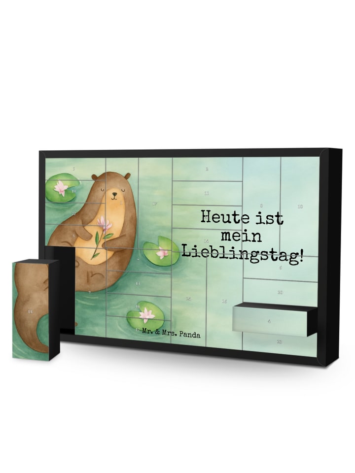 Weihnachtskalender Otter Seerose Design mit Spruch in Weiß
